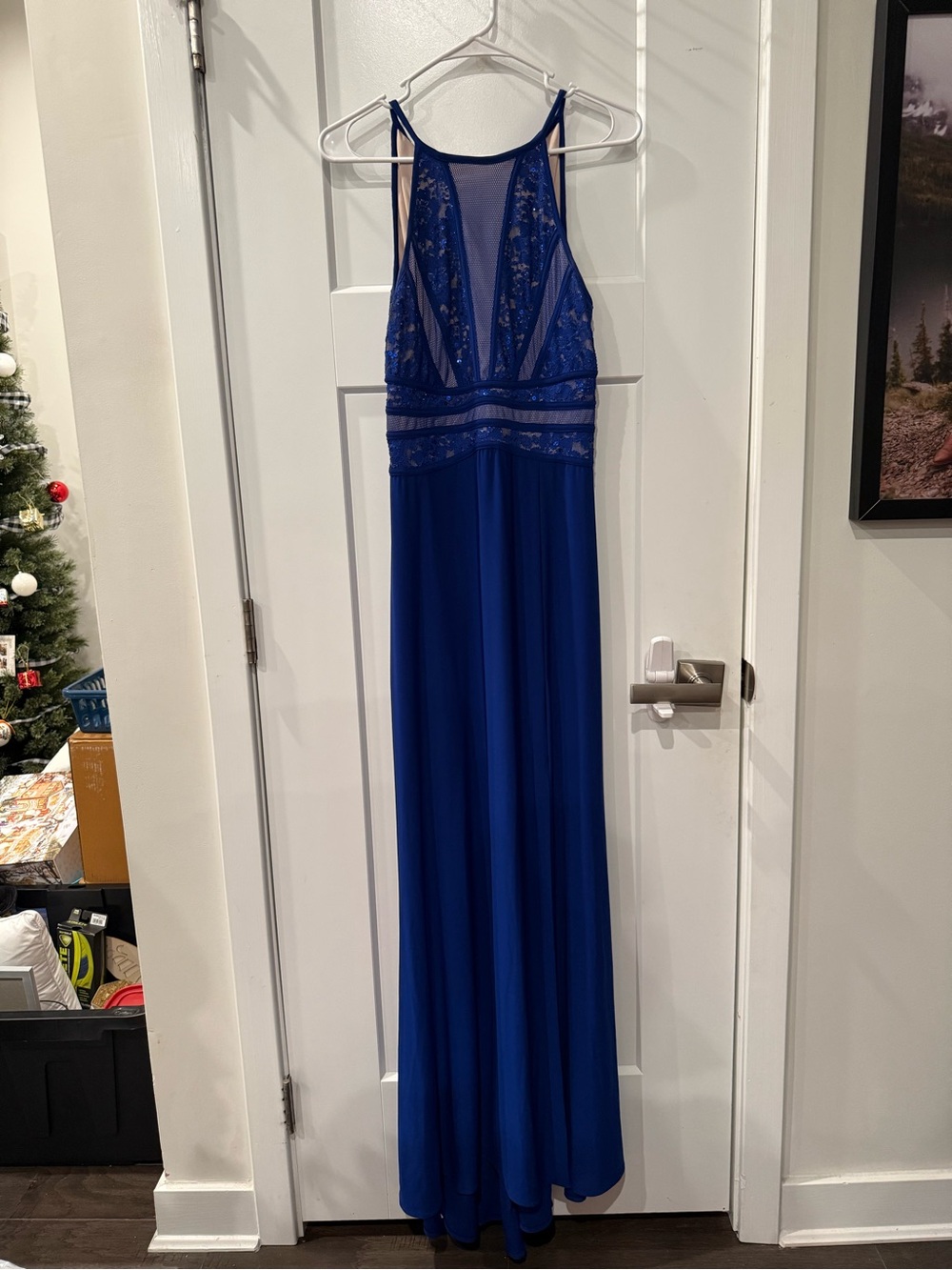 Morgan & Co. Royal Blue Lace Inset Maxi Dress